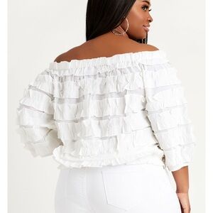 Ashley Stewart Ruffle Off The Shoulder Top